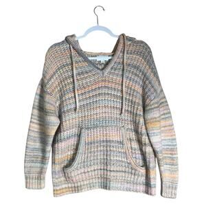 Aerie Oversized Pastel Space Dye Chunky Knit Hoodie Sweater Size XS Cozy Boho